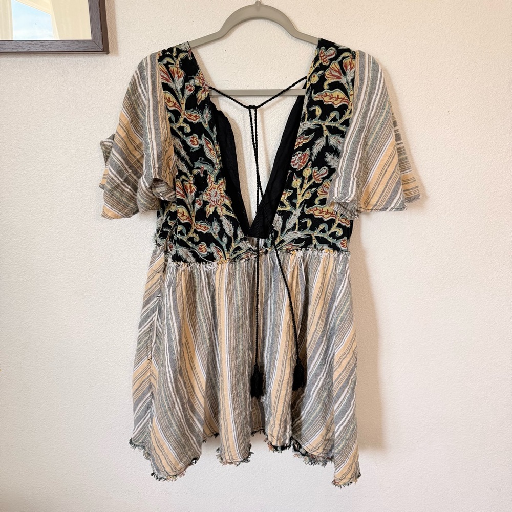 Free People Women's Under The Sun Tunic, Black Combo, Size Large - Picture 4 of 10